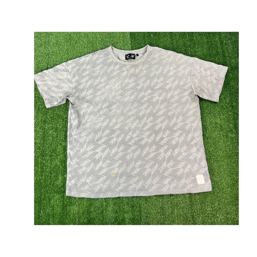 SikSilk x Messi Mens Grey Geometric Graphic T-Shirt Relaxed Fit Size 15 / XL